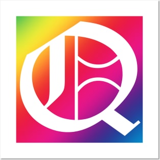 Rainbow White Letter Q Posters and Art